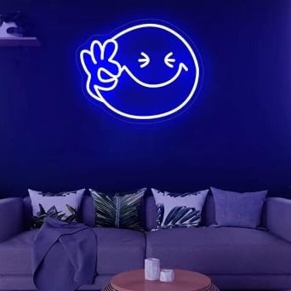 AONXJSIGN Smile Face Neon Sign Led Neon Light Wall Decor Smiley Face Light Up Si - Picture 1 of 6